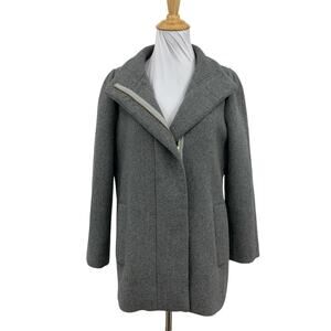 J Crew Coat Women 2 Gray Mercantile Heather Full Zip Classic Wool Cocoon Jacket